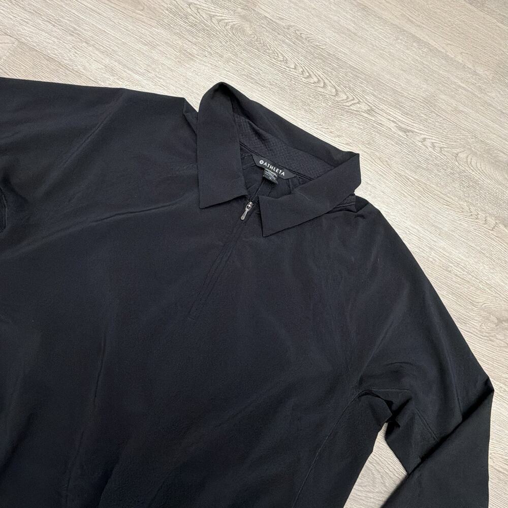 Athleta Advantage Polo Top Women’s L 1/4 Zip Stretch Golf Tennis Black